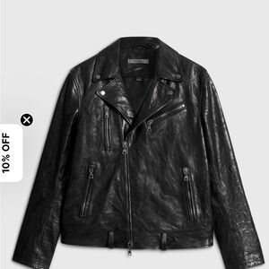 John Varvatos Black Leather Biker Jacket